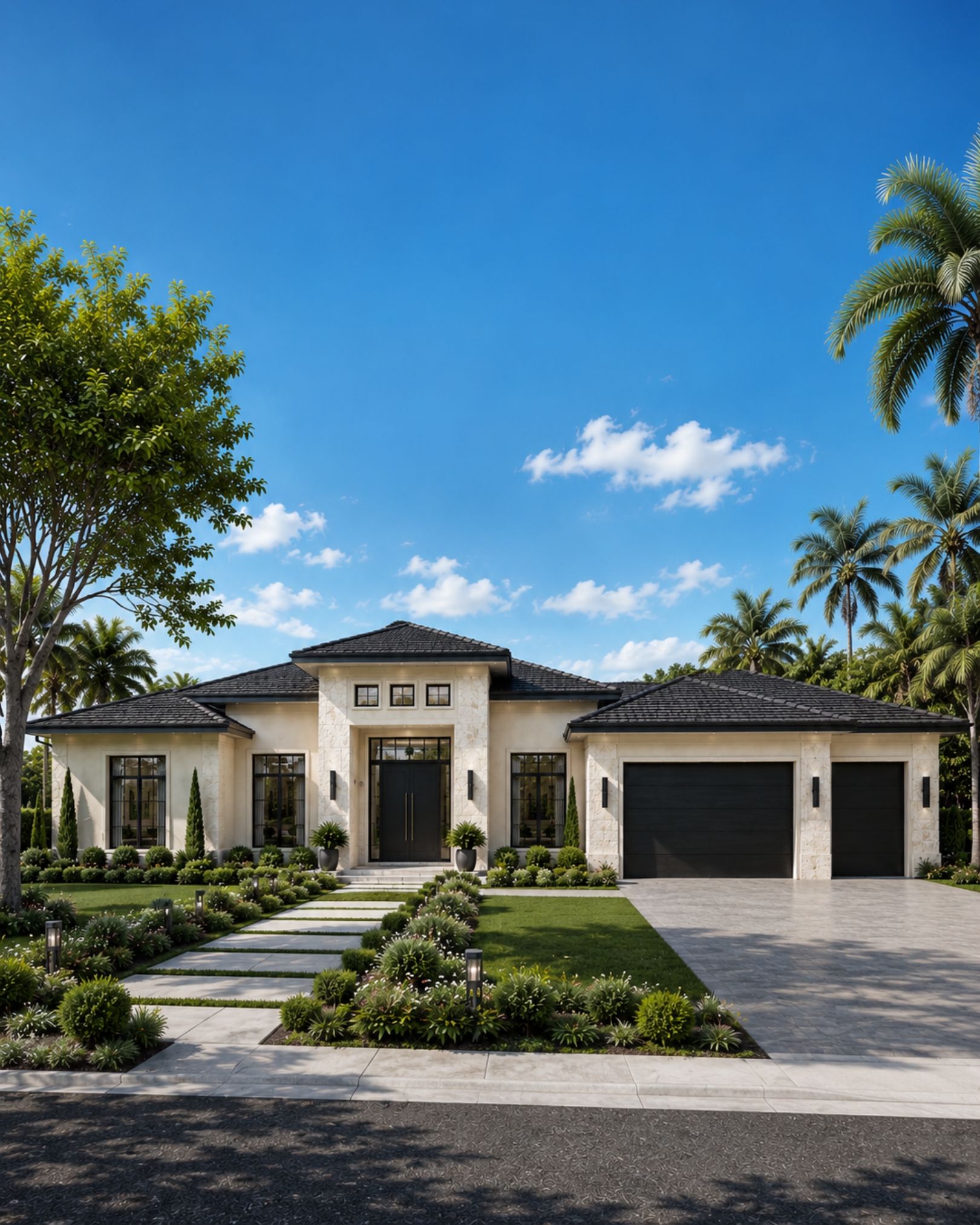 Contemporary residence with strong architectural lines